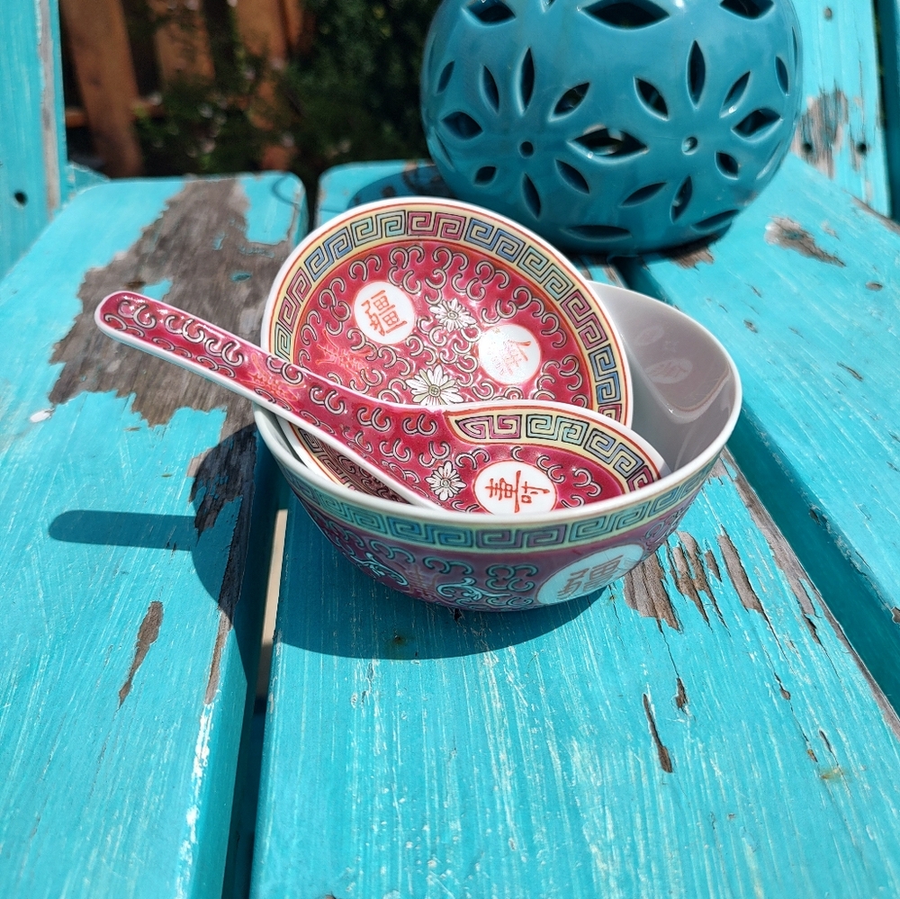 Vintage Asian Broth Service Soup Bowl With Spoon and Plate! - Picture 12 of 12